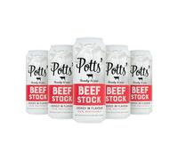 Potts’ Beef Stock in Can, 500ml, Pack of 5 - Canned Beef Broth for Soups, Sauces, & Stews - Flavour Enhancer Made with Beef Fat & Bones - Easy Open Can, Ready to Use Stock
