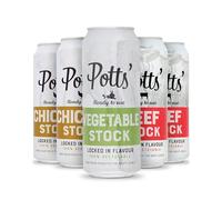 Potts’ Mixed Variety Stock in Can, 500ml, Vegetable, Beef, Chicken Pack of 5