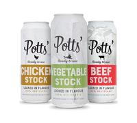 Potts’ Mixed Variety Stock in Can (Vegetable, Beef, and Chicken) 500ml Pack of 3