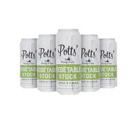 Potts’ Vegetable Stock in Can, 500ml (5 Pack) - Canned Mixed Vegetables Broth for Soups, Sauces, & Stews - Flavour Enhancer Made w/Potato Flakes, Onion, Leek, Celery - Easy Open Can, Ready to Use