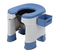 Potty Chair for Seniors, Bedside Commode Shower Chair Commode Toilet Chair with Solid Inner Bucket Tissue Box for Direct Discharge Or Use with Solid Bucket in The Bedroom (Blue)