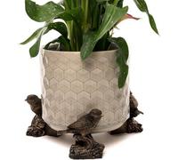 Potty Feet Plant Pot Stand Trio Bronze Blue Tit On A Log