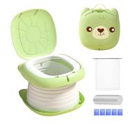 Potty Folding Toilet Children, Portable Travel Potty with Splash Guard and Non-Slip Surface, Potty on the Go Children, for Boys and Girls, Car, Camping & Potty for On the Go (Bears)