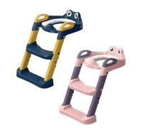 Potty Ladder - Foldable Toil,et Training Lad,der Wit,h Non-Slip Steps | Over The Toilet Potty Seat With Handles And PU Cushion | Step Up Pott,y Sea,t For Kids Boys Girls Ages 1-8 | 35x27cm Durable Saf