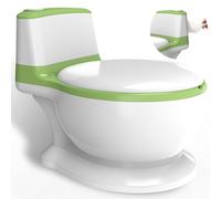 Potty - Potty Training Toilet Seat Travel Potty for Toddlers Toilet Potty with Cleaning Brush, Wipes Storage & Splash Guard Portable Simulated Toilet Potty for Ages 1-6 Kids Boys Girls, Green White
