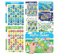 Potty Reward Chart - 4-Piece Kids Toilet Training Chart with Fun Stickers,Behavior Aid Incentive Graph for Kids Toddler Good Habits Recording Home School Kindergarten Bathroom