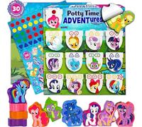 Potty Time Adventures Toddler Potty Training Chart by Lil ADVENTS - 14 Wooden Stacking Blocks / Prizes, Potty Training Advent Game - Behavior Reward Chart, Stickers & Activity Board - My Little Pony