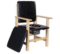 Potty Toilet Commode Chair - Padded Wooden Seat with Backrest for Elderly, Widening Design for Comfort, Durable and Supportive, Ideal for Home Use