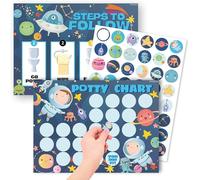 Potty Training Chart for Boys, Space Theme, 8.3 x 11.2 inches, 10 Pack Chart with 5 Pack Reward Stickers