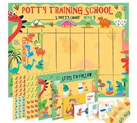 Potty Training Chart for Toddlers - Dinosaur Design with Kids Cartoon - Sticker Chart, 4 Week Reward Chart, Certificate, Instruction Booklet and More - for Boys and Girls