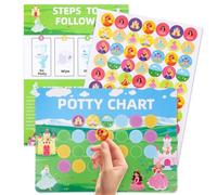 Potty Training Chart Set, Adorable Potty Training Chart with Reward Stickers and Instruction Paper Suitable for Girls Toddlers Kids (Princess Style)