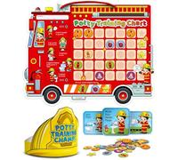 Potty Chart for Toddlers with Fireman Theme - Magnetic Potty Training Chart with Rewards, Stickers, and Training Tools - Perfect for Toddler Potty Training