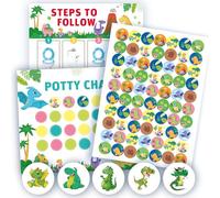 Potty Training Chart with Dinosaur Reward Stickers & Reusable Magic Color-Changing Stickers for Boys - Interactive Toilet Training Chart with Reward Chart for Kids (Dinosaur)