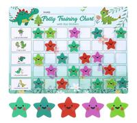 Potty Training Reward Chart for Toddlers with 40 Large Reusable EVA Foam Stars, Ideal for Home and Preschool (Dinosaur) (Dinosaur)