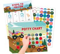 Potty Training Reward Chart, KAMHBE 10 Sheet Potty Training Chart for Toddlers Boys Girls - Car Potty Chart with Stickers Toilet Training Reward Chart Develop Toileting Habit (Car)