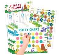 Potty Training Reward Chart, KAMHBE 10 Sheet Potty Training Chart for Toddlers Boys Girls - Dinosaur Potty Chart with Stickers Toilet Training Reward Chart Develop Toileting Habit (Dinosaur)