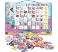 Potty Training Reward Chart with 60 Reusable Magnetic Stickers, Mermaid | Magnetic or Hanging Use, Wipe-Clean Reusable Chart, Helps Toddlers Develop Independence, Ready for Gifting