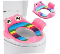 Potty Training Seat, Cartoon Anti Splash Soft Toilet Training Seats with Non Slip Handle and Backrest for Boys and Girls Kids Toilet Seat