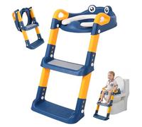 Potty Training Seat,Step-Foldable Child Toilet Seats with Non Slip Handle & Soft Cushion,2 in 1 Potty Training Seat for Boys & Girls,Fit to Round and Oval Toilets(Blue-Yellow)