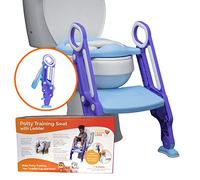Potty Training Seat with Ladder by Learn Laugh Love Kids - Toddler Toilet Seat for Boys & Girls Adjusts to Fit Most Toilets & Folds to Become Portable Potty Seat for Toddler - Easy & Safe Potty Chair