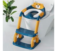 Potty Training Seat with Step Stool, Toddler Potty Training Toilet Seat with Non-Slip Steps Splash Guard Safety Handles and Waterproof Cushion, 2 In 1 Toddler Potty Seat for Toddlers Kids Boys Girls(N