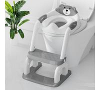 Potty Training Seat with Step Stool, Toddler Potty Training Toilet Seat with Non-Slip Steps Splash Guard Safety Handles and Waterproof Cushion, 2 In 1 Toddler Potty Seat for Toddlers Kids Boys Girls(G