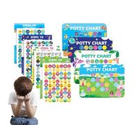 Potty Training Sticker Chart - 4-Piece Potty Training Reward Chart with Stickers | Reusable Incentive Graph for Home Bathroom Kindergarten Good Habits Toddler Girls Parents Teachers