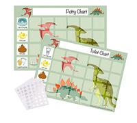 Potty Training Sticker Chart with 3500+ Stickers - Reusable A4 Toilet Training Reward Chart for Boys & Girls| Durable Gloss Chart | Toddler Potty & Toilet Routine, Autism & SEN Friendly (Dinosaur)