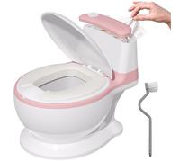Potty Training Toddler Toilet Seat, Baby Potty for Boys Girls, Toddlers Pottie Realistic Toilet Pottys Chair Potties with Splash Guard Anti-Slip Base Removable Bowl for 1-6 Year Old Childrens, Pink