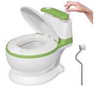 Potty Training Toddler Toilet Seat, Baby Potty for Boys Girls, Toddlers Pottie Realistic Toilet Pottys Chair Potties with Splash Guard Anti-Slip Base Removable Bowl for 1-6 Year Old Childrens, Green
