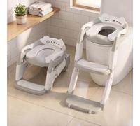 Potty Training Toddler Toilet Seat,Newly Upgraded 3 in 1 Steps Stool,Multi-Functional Splash-Proof Guard,Foldable for Kids Boys Girls,Adjustable Toddler Toilet Seat and Step Gray