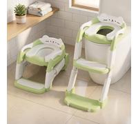 Potty Training Toddler Toilet Seat,Newly Upgraded 3 in 1 Steps Stool,Multi-Functional Splash-Proof Guard,Foldable for Kids Boys Girls,Adjustable Toddler Toilet Seat and Step Green
