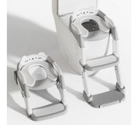 Potty Training Toddler Toilet Seat,Upgrade 3 in 1 Steps Stool,Multi-Functional Splash-Proof Guard,Foldable for Kids Boys Girls,Adjustable Toilet seat Toddler in Bathroom (Grey)