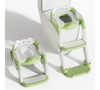 Potty Training Toddler Toilet Seat,Upgrade 3 in 1 Steps Stool,Multi-Functional Splash-Proof Guard,Foldable for Kids Boys Girls,Adjustable Toilet seat Toddler in Bathroom(Green)
