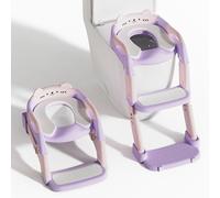 Potty Training Toddler Toilet Seat,Upgrade 3 in 1 Steps Stool,Multi-Functional Splash-Proof Guard,Foldable for Kids Boys Girls,Adjustable Toilet seat Toddler in Bathroom(Pink-Purple)