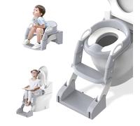 Potty Training Toilet Seat, 3 in 1 Toddler Toilet Seats with Steps Kids Toilet Seat with Ladder Anti-Slip Pad Potties Toilet Foldable Child Toilet Seat for Boys Girls, Ideal for Potty Training Stages