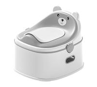 Potty Training Toilet Seat for Toddlers, Multifunctional Portable Potty with Splash Guard, Stowable Design w/Footstool, Minimalist Sleek Look, Easy to Clean (Gray)