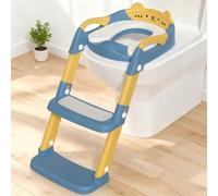 Potty Training Toilet Seat Toddler Toilet Seat with Step Kids Toilets Steps for Toddlers Child Baby Boy Girl Anti Splash Soft Cushion Handle Adjustable Potty Training with Ladder in Bathroom, Blue