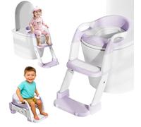 Potty Training Toilet Seat, Upgrade 3 in 1 Toddler Toilet Seat and Steps Stool for Boys Girls, Non-Slip Splash Guard KidsToilet Seat with Ladder, Adjustable Child Toilet Training in Bathroom