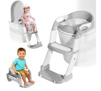 Potty Training Toilet Seat, Upgrade 3 in 1 Toddler Toilet Seat and Steps Stool for Boys Girls, Non-Slip Splash Guard KidsToilet Seat with Ladder, Adjustable Child Toilet Training in Bathroom