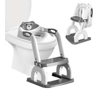 Potty Training Toilet Seat, Upgrade Toddler Toilet Seat, Adjustable Height Foldable Toilet Step Stool, with Soft Cushion, Splash Guard, Non Slip Steps, Handle, for Kids Boys Girls Travel Bathroom