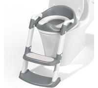 Potty Training Toilet with Step Stool Ladder, Toddler Kids Potty Training Seat for Boys Girls, Foldable Anti-Slip Toilet Toddler Seat Splash Guard Soft Cushion Safety Handles (Grey)