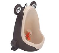 Potty Training Urinal for Boys, Cute Frog Standing Wall Mounted Urinal with Aiming Target and Suction Cup, Bathroom Toilet Pee Trainer for Kids Toddlers Children Boy (Brown)