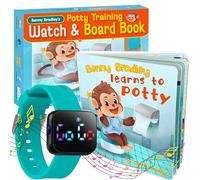 Potty Training Watch & Board Book for Kids - A Water Resistant Potty Reminder Device for Boys & Girls - Train Your Toddler with Fun Musical or Vibration Reminders and Printed Board Book (Turquoise)