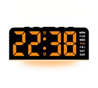 POTUBI Digital alarm clock,Electronic Alarm Clock with 4 Levels of Brightness Adjustment Mood Light Temperature Dual Date Week 12/24 Hour Snooze Easy to Use for Home Bedroom Office(Orange)