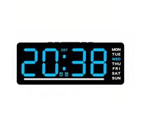 POTUBI Digital LED Alarm Clock with Night Mode Temperature Mute Snooze Dual 5 Levels of Brightness Adjustment Date Week 12/24 Hour for Living Room Home Bedside(Blue)