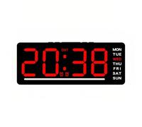 POTUBI Digital LED Alarm Clock with Night Mode Temperature Mute Snooze Dual 5 Levels of Brightness Adjustment Date Week 12/24 Hour for Living Room Home Bedside(Red)