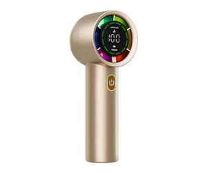 POTUBI Travel Turbo Fan, Adjustable LED Display Turbo Fan, Rechargeable Handheld Ventilator, Small Air Blower for Home, Studio, Outdoor(Gold)