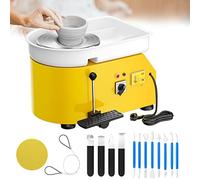 Potuem Pottery Wheel 350W, 25cm Aluminum Turntable Electric Pottery Wheels with Handle, Pedal and Removable ABS Basin, Pottery Forming Machine for DIY Clay Art and Pottery Studio, Yellow