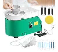 Potuem Pottery Wheel 350W, Electric Pottery Wheels 25cm Turntable, Pottery Forming Machine with Foot Pedal and Removable ABS Basin, Pottery Wheel for Adults Kids Beginners DIY Clay Art, Green